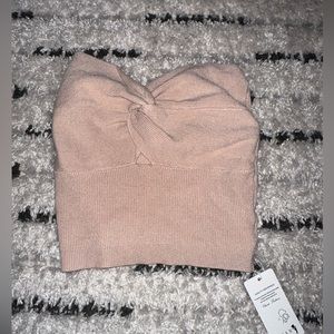 Beige Tube Top-Twist Bandeau